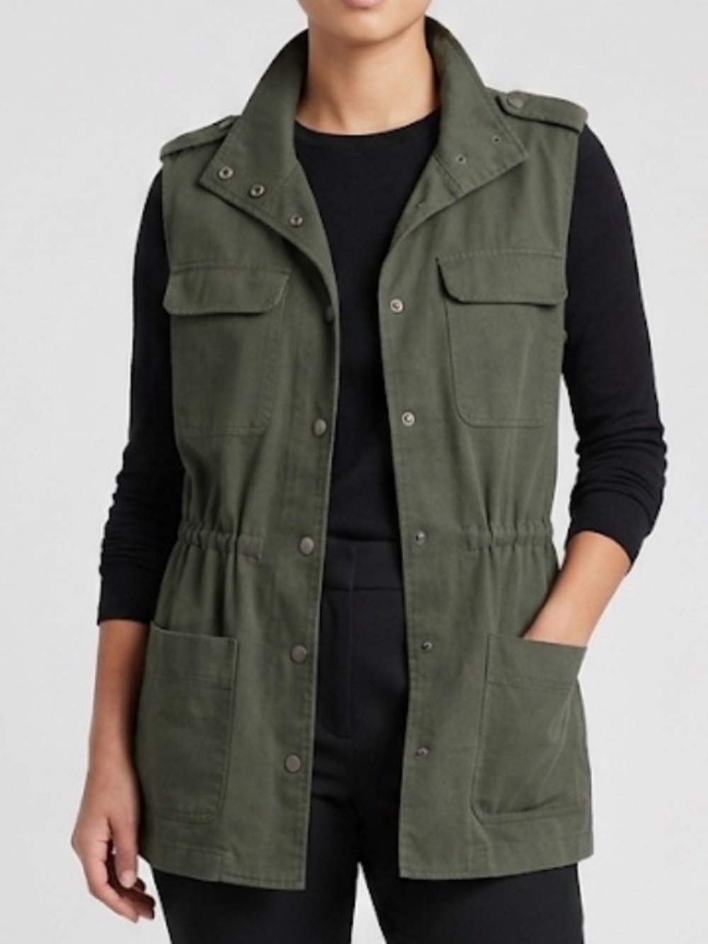 cupcakes & cashmere Olive Green Utility Cargo Vest Jacket Size Medium Casual